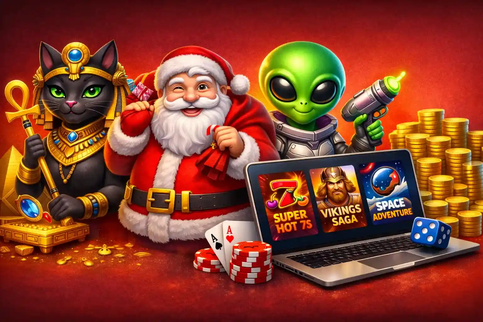 Fantasy slot heroes Cartoon casino heroes with laptop slots chips cards and gold coins